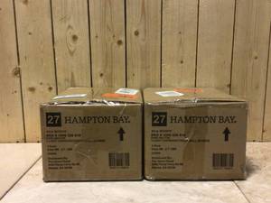 lot 86 image: Lot of 2 Darlington 4.5 in. 1-Light Matte Bronze Indoor Wall Sconce with Frosted Opal Glass Shade by Hampton Bay Customer Returns See Pictures