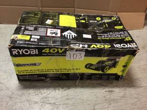 lot 103 image: Ryobi 40V HP Brushless 20 in. Cordless Electric Battery Walk Behind Self-Propelled Mower with a Battery and Charger review pictures customer returns