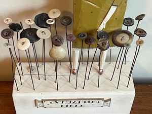 lot 63 image: Wooden Sculpture including Vintage Buttons by Daniel M. Hale
