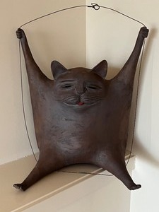 lot 22 image: Whimsical Character Ceramic Cat Figurine