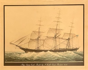 lot 218 image: Framed Vintage Print Ship Game Cock Built by P. Hall
