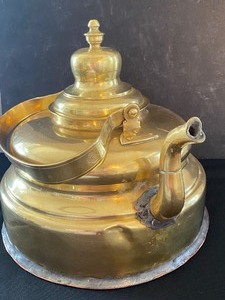 lot 85 image: Large Vintage Brass Coffee Kettle