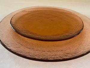 lot 71 image: Two Pink Fire and Light Glass Plates