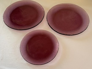 lot 68 image: Three Purple Fire and Light Glass Plates
