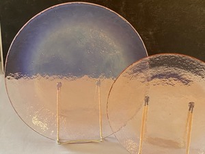 lot 69 image: Two Iridescent Pink Fire and Light Plates