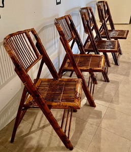 lot 233 image: Wood and Caned Folding Chairs
