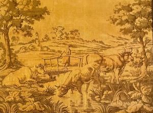 lot 256 image: Vintage Framed Scenic Tapestry