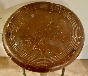 lot 261 image: Metal Stool with a Wooden Seat