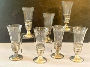 lot 38 image: Seven Sterling Silver Base and Etched Glass Inserts