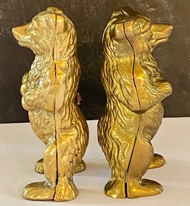 lot 45 image: Pair of Vintage Brass Bear Figurine Banks
