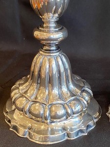lot 325 image: Pair of Sterling Weighted Candlestick Holders