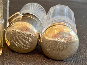 lot 329 image: Four Vintage Vanity Bottles with Sterling Tops