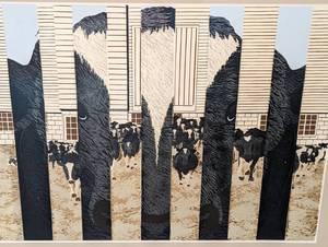 lot 274 image: Unique Framed Cow Print