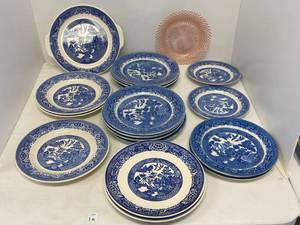 Large Group of Blue Willow Plates