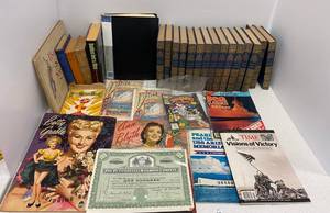 Group of Vintage Books And Papers.