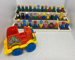 Group Of Vintage Fischer Price People And Car