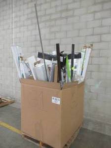LARGE WHOLESALE PALLET (Approximately 90 Pieces) Of Retail Shelf Pulls - Curtain Rods, Fence Rail Kits, Building Materials and More