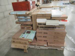 LARGE WHOLESALE PALLET (Approximately 40 Pieces) Of Retail Shelf Pulls - Cabinet Kits, Shelving and More