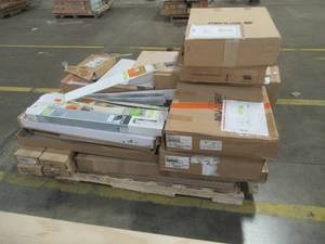 LARGE WHOLESALE PALLET (Approximately 35 Pieces) Of Retail Shelf Pulls - Blinds, Cabinet Kits and More
