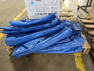 Stack of Blue Tarps (Approximately 8 tarps)