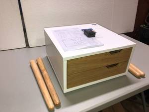 Blythe White 2-Drawer Side Table with USB Port - good condition - review all pictures
