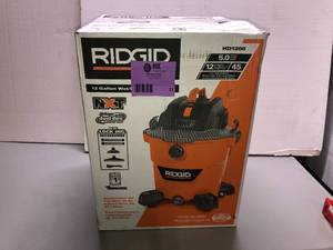 RIDGID 12 Gal. 5.0-Peak HP NXT WetDry Shop Vacuum with Filter, Hose and Accessories - good condition - review all pictures