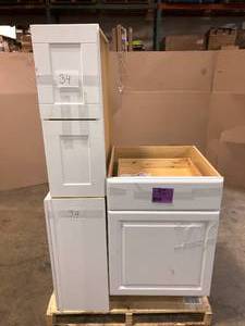 Mix lot of cabinets in white - varius conditions  - review all pictures