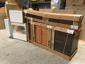 lot 1 image: Lot of Mixed Assorted Kitchen Cabinets Customer Returns See Pictures