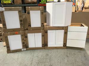 lot 11 image: Lot of Mixed Assorted Kitchen Cabinets Customer Returns See Pictures