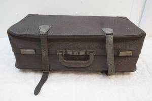 lot 43 image: antique leather travel suitcase