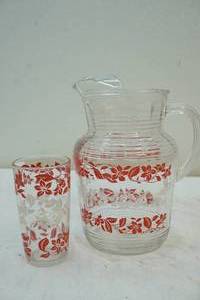 lot 329 image: glass pitcher with matching drinking glass
