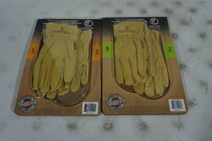 2 Pairs of Plainsman Leather Work Gloves - Small and Large