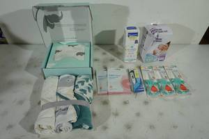 Assorted Baby Items - Thermometer, Blankets, Creams