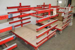 lot 303 image: Metal Rolling Rack with Wood Platform