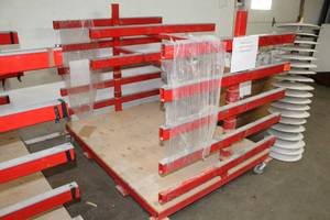 lot 304 image: Metal Rolling Rack with Wood Platform