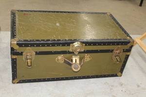 lot 348 image: Trunk with Brass Clasps and Corner Reinforcements