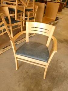 lot 29 image: Eight very nice wood chairs with grey vinyl seat