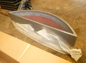 lot 49 image: Unique crescent moon fiberglass planters or display pieces, often used for fake flowers - large 66 long, 16 depth and height