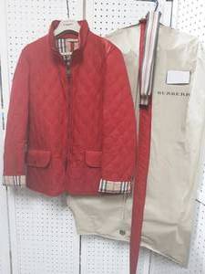 Ladies Size L Burberry Jacket With 2-Removable Belts & Garment Bag