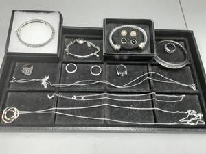 Lot Of Silver Tone Jewelry Rings, Bracelets, Necklaces (Chicos, Ann Taylor, Luna Norte)