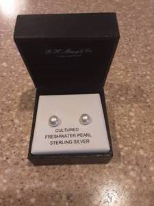 New With Tags-Sterling Silver Fresh Water Pearls (Macys Fine Jewelry)
