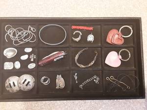 2-Coach Leather Key Fobs, Pocket Knife, Bracelets, Chain, Signed Cat Pin, Misc