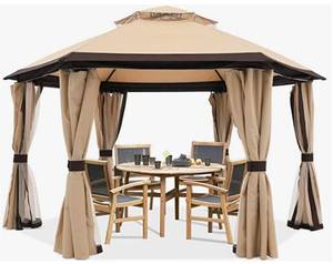 lot 28 image: NEW ABCCANOPY Patio Outdoor Hexagonal Gazebo