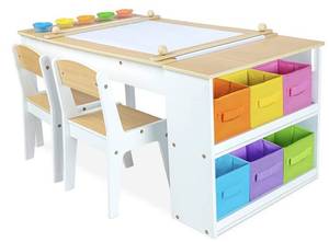 lot 24 image: Milliard 2-in1 Kids Art Table and Art Easel Set with Chairs