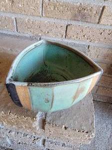 lot 111 image: Art Pottery Signed Triangular Footed Bowl