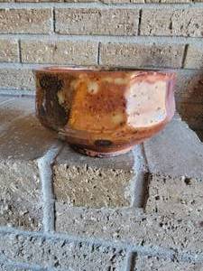 lot 110 image: Art Pottery Drip Glaze Bowl with Rustic Finish