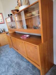 lot 2 image: Vintage Danish Teak Breakfront Cabinet