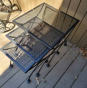 lot 52 image: Black Iron Patio Nesting Tables