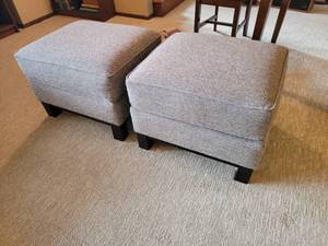 lot 4B image: Modern Grey Ottoman Pair by Precedent
