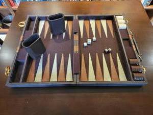 lot 201 image: Fine Leather Backgammon Set